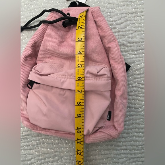Vans Pink Corduroy Drawstring Backpack with Front Zip Pocket - Picture 5 of 8